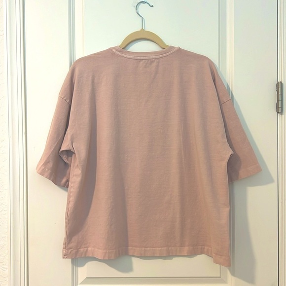 ASOS Topshop Oversized Drop Shoulder Boxy Short Sleeve Crew Neck Tee Shirt Pink - Picture 4 of 8